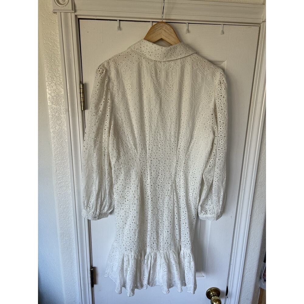 NEW Veronica Beard Kylan Eyelet Lace Cotton Mini Shirtdress White size 8 #D7035 - Picture 8 of 8